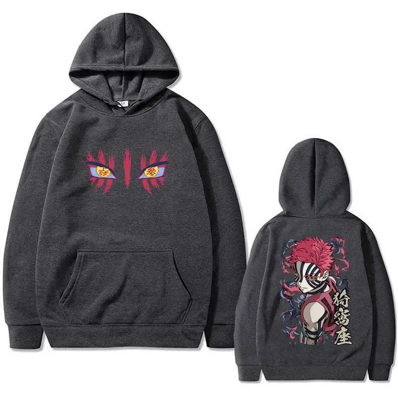 Anime Demon Slayer Akaza Eyes Graphic Hoodie Men Women Clothing Casual Vintage Pullover Male High Quality Hoodies W251027
