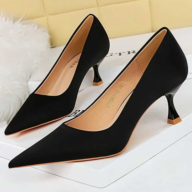 BIGTREE Shoes Kitten Heels 55 Cm Women Pumps Silks Satins Lady Heels Fi Women Shoes Low Heel Female Shoes Large Size 43XJ251027