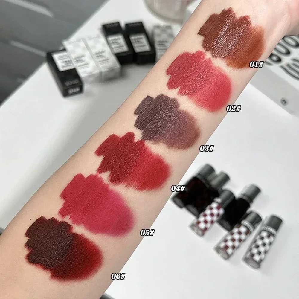 6 Color Punk Dark Red Lip Gloss Matte Lipstick Lasting Waterproof Smoky Dark Nude Purple Durable Natural Lip Tint Korea Makeup W251027