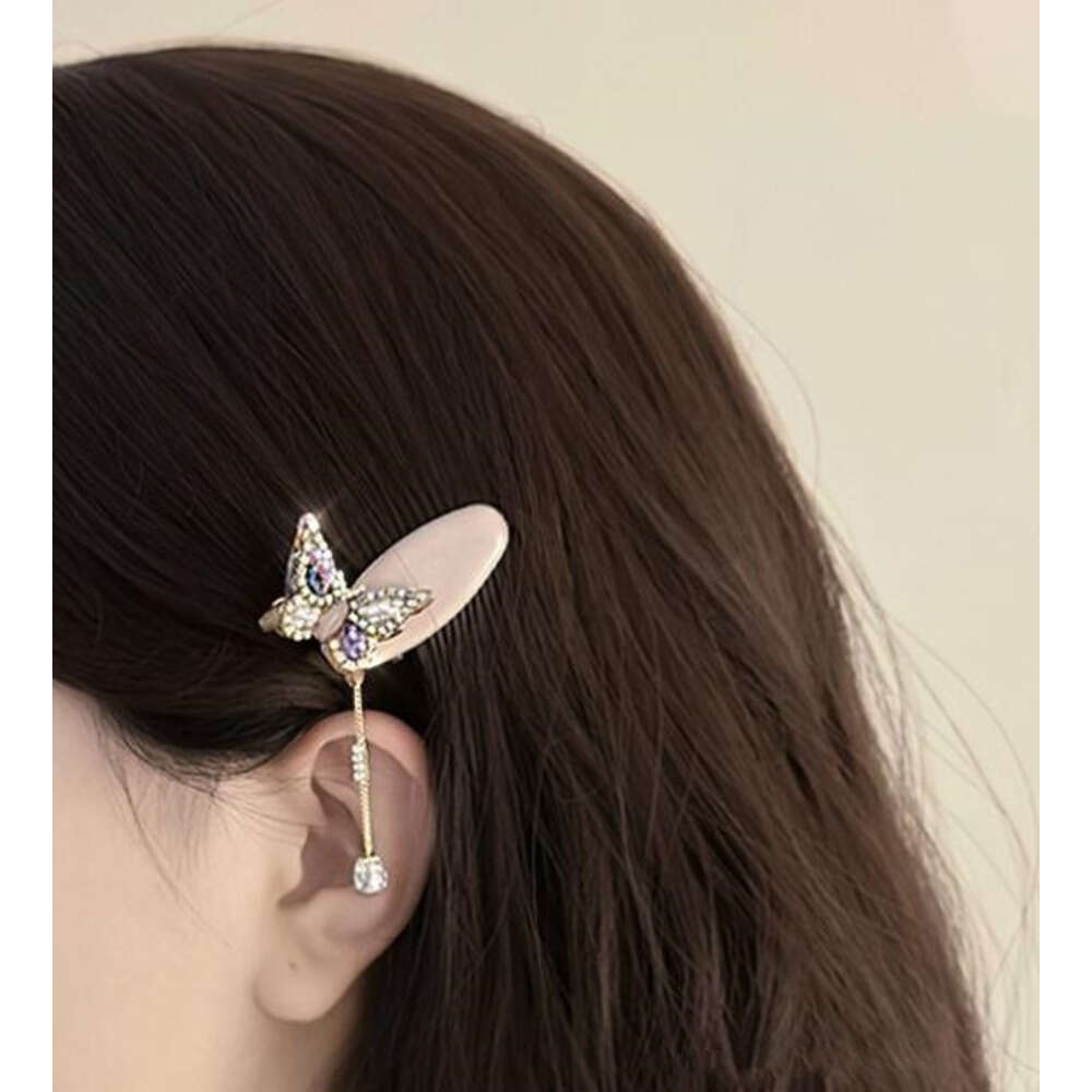 Butterfly Trail High-End Sparkling Diamond Tassel New Chinese Style Girly Broken Hair Bangs Side Clip
