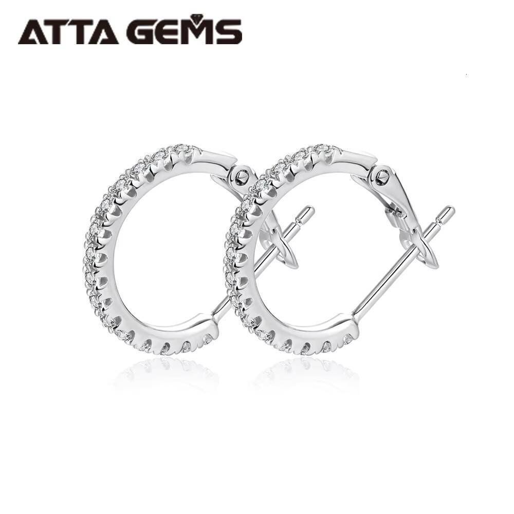 Atta 18k Gold Plated D Color VVS Round Cut Moissanite Hoops Earrings Fine Jewelry for Her With GRA Certificate
