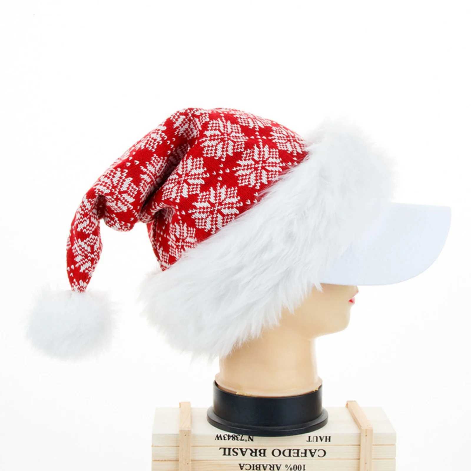 1PC Christmas Santa Hats KnittedFurry Trim With ZigzagSnowflake PatternsXmas Holiday Party Decor Caps For MenWomen ChristmasW251027