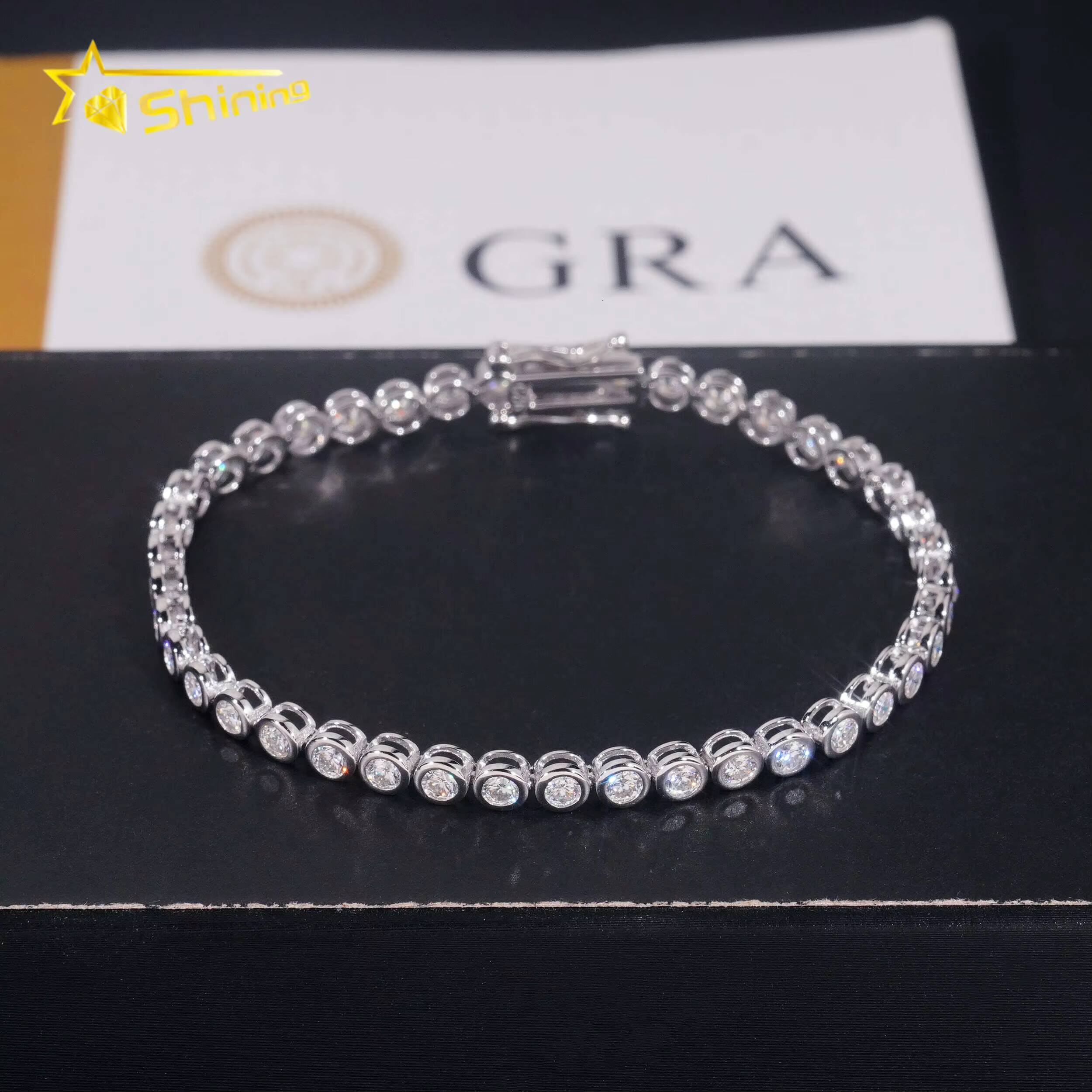 Brilliant Diamond Bezel Setting Women Bracelets Gold Plated 18K Gold Plated 925 Silver Jewelry 3MM Tennis Diamond Bracelet VVS