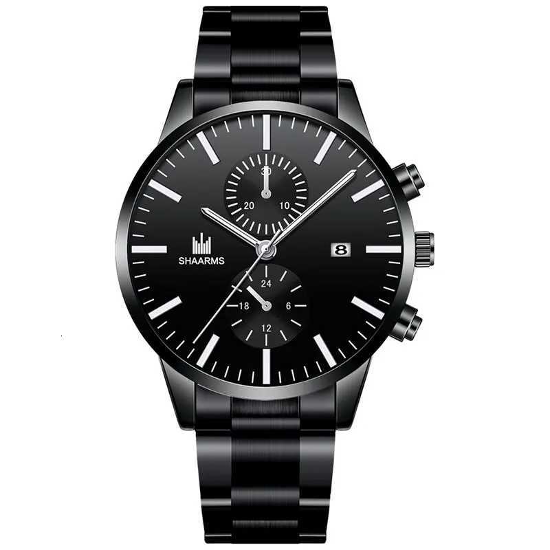 Mens Fashion Business Quartz Watch Fashion Fake Three Eye Six Pin Calendar Men Watch Stainless Steel Belt Men WatchesT251027