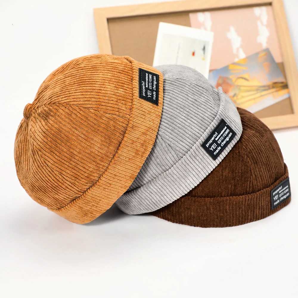 Brimless Skullies Cap Vintage Cotton Men Adjustable Landlord Docker Cap Multipurpos Beanie Hats Streetwear Dome Hat Hip Hop HatsW251027