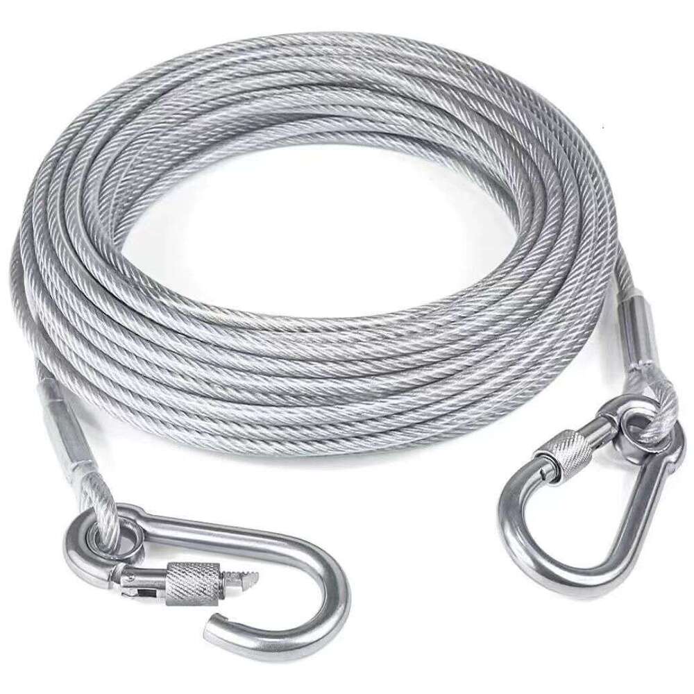 Rubber Coated Wire Leash Anti-Bite Stainless Steel Chain Pet Training Outdoor Dog Walking
