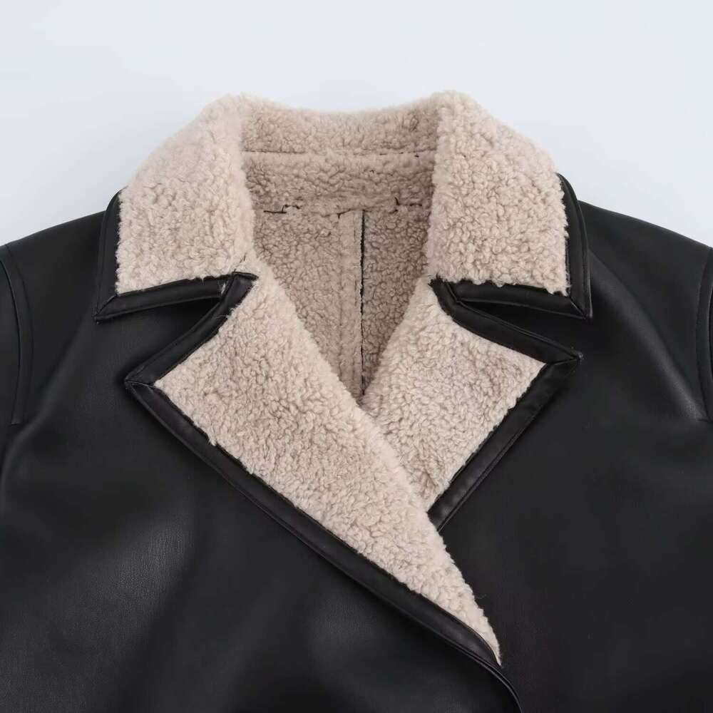 Pop 2025 Women's Collar Long Sleeve Double Breasted Double Sided Coat Autumn/Winter New Product Women's Clothing