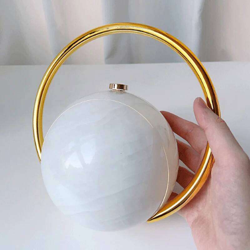 2025 New Spherical Banquet Bag Gold Handle High Quality Handbag Marble Pattern Simple Fashion Show Wholesale