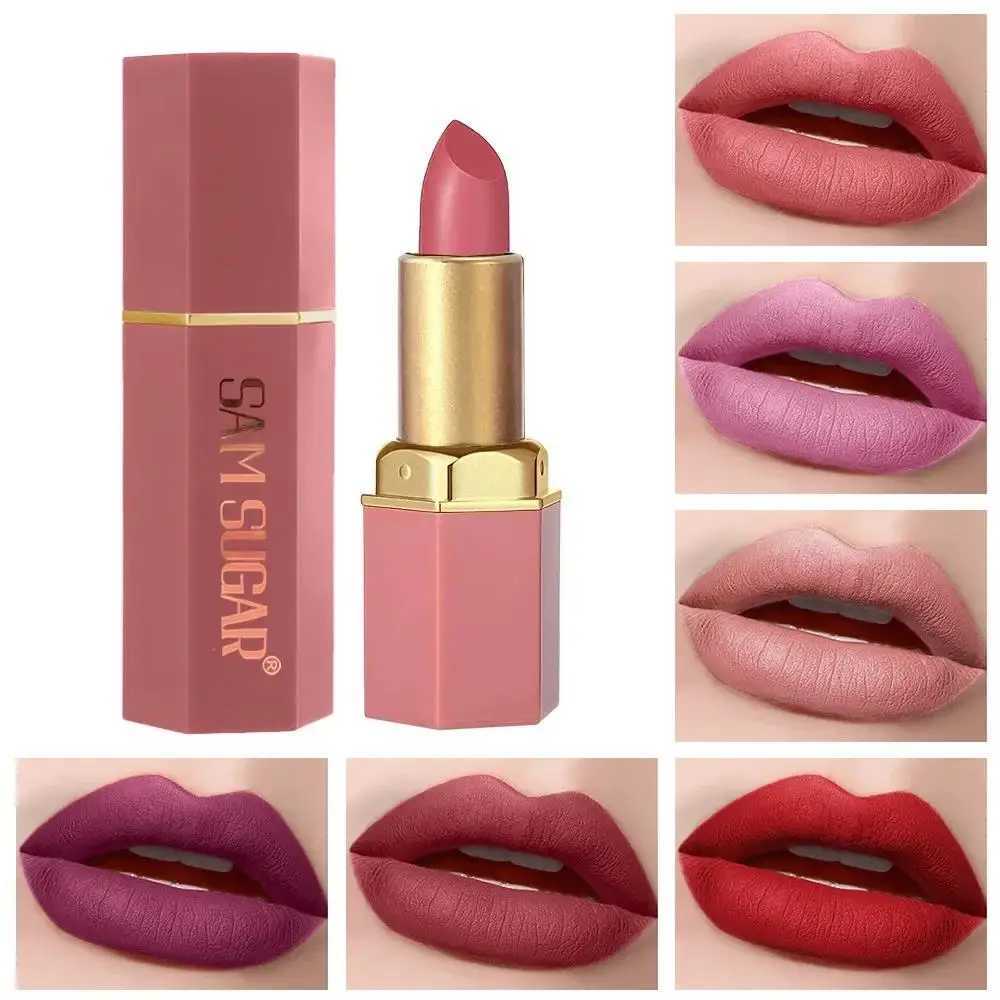 6pcs Matte Shiny Diamond Lipstick Set Long Lasting Non Sticky Moisturizing Velvet Lip Makeup Kit Sexy Red Colors W251027