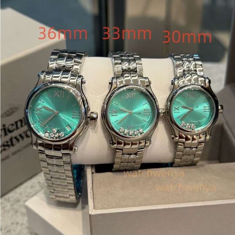 The classic and fashionable women's watch Happy Diamond 3 is available in three sizes: 36mm, 33mm, and 30mm, with a new color face