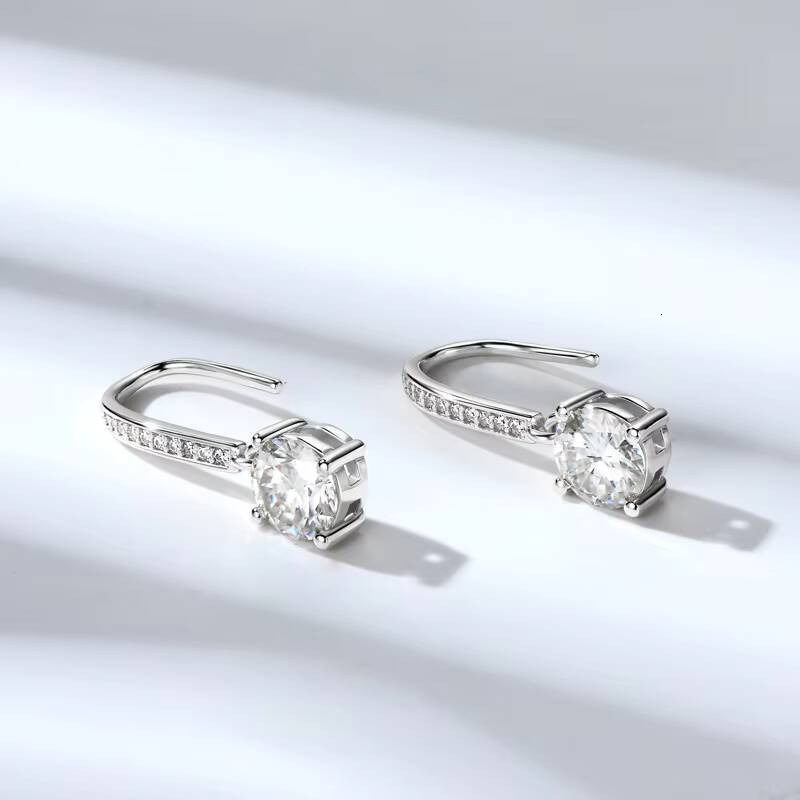 Wedding Engagement Party Jewelry Sparkling 925 Sterling Silver 65mm Moissanite Dangle Earrings for Women