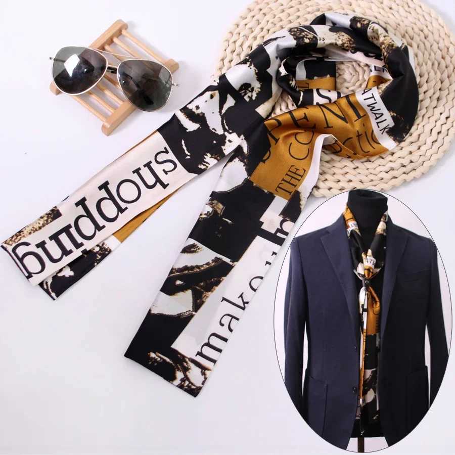 DoubSided Blue Polka Dot Long Neckerchi Men British Vintage Suit Shirt Collar Mouth Napkin Autumn Winter Trendy Thin ScarfW251027