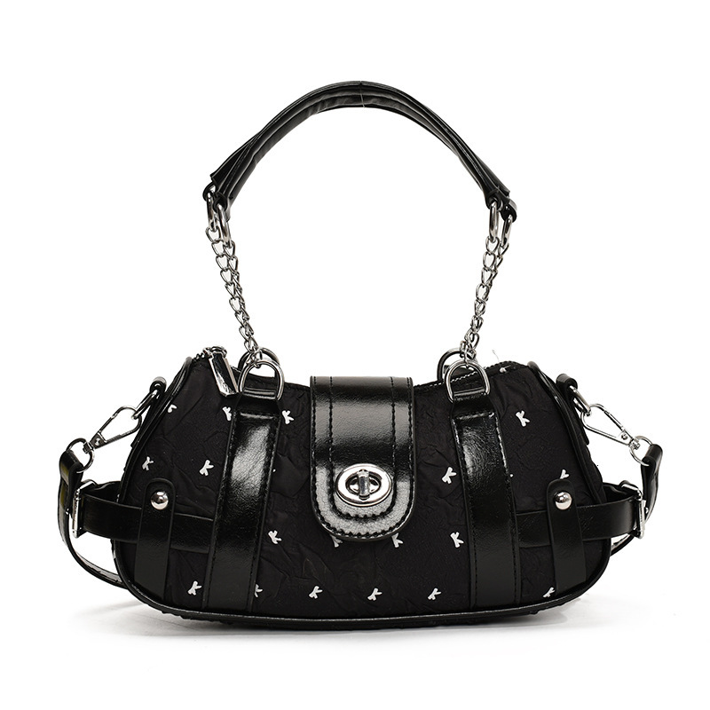 Free shipping designer bag High-end Spliced Chain Handbag New Fashion Motorcycle Shoulder Bag Large Capacity Commuter Crossbody Bag