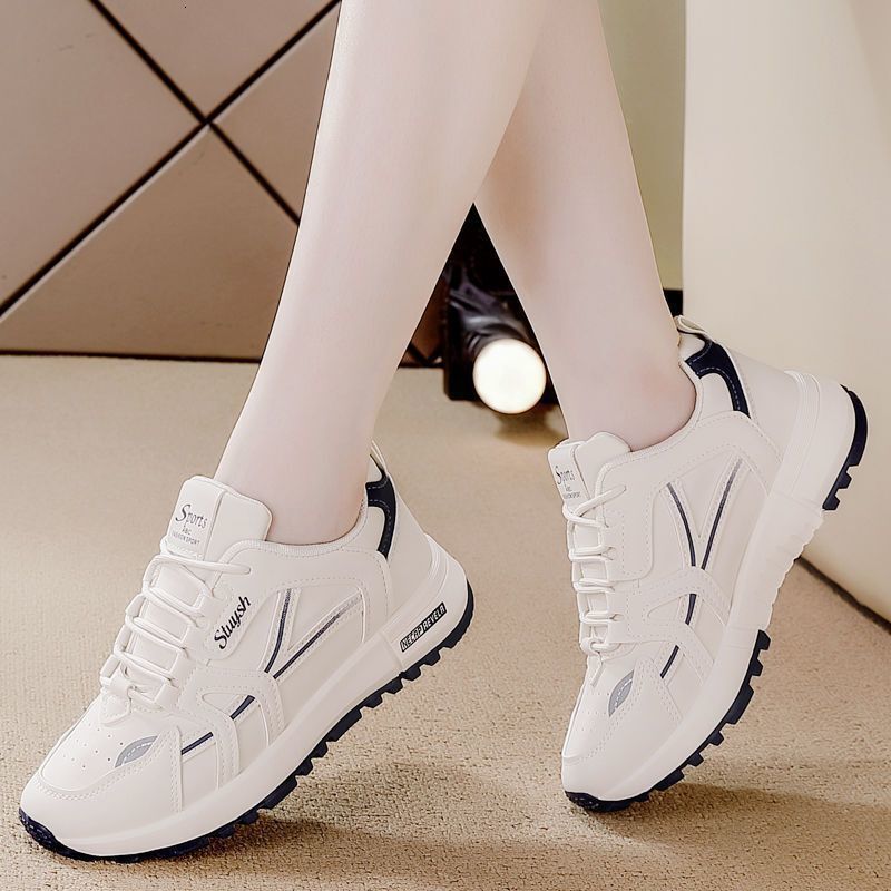 Free Shipping with box Fashion Casual Shoes for Women Plus Size Pu Leather Thick Sole Sneakers