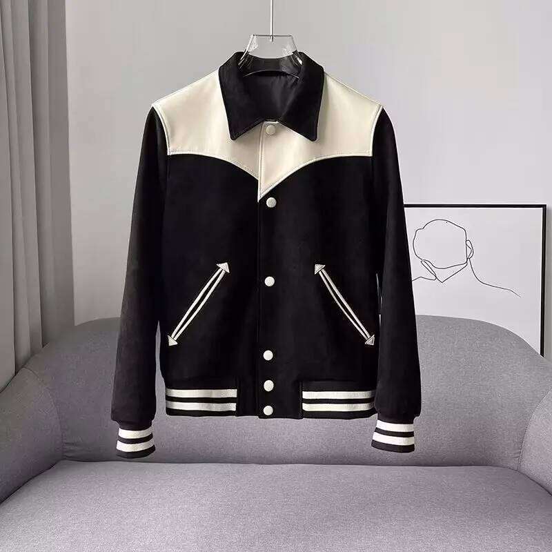 Youth Fashion Lapel, Daily Wear, Long Sleeved Jacket, Men's Artistic, Autumn Winter Fashion, Cool and Handsome Motorcycle Su