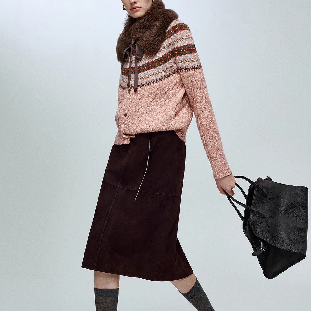 Designer's fashionable retro knitted wool cotton blended fancy yarn open top wool vest