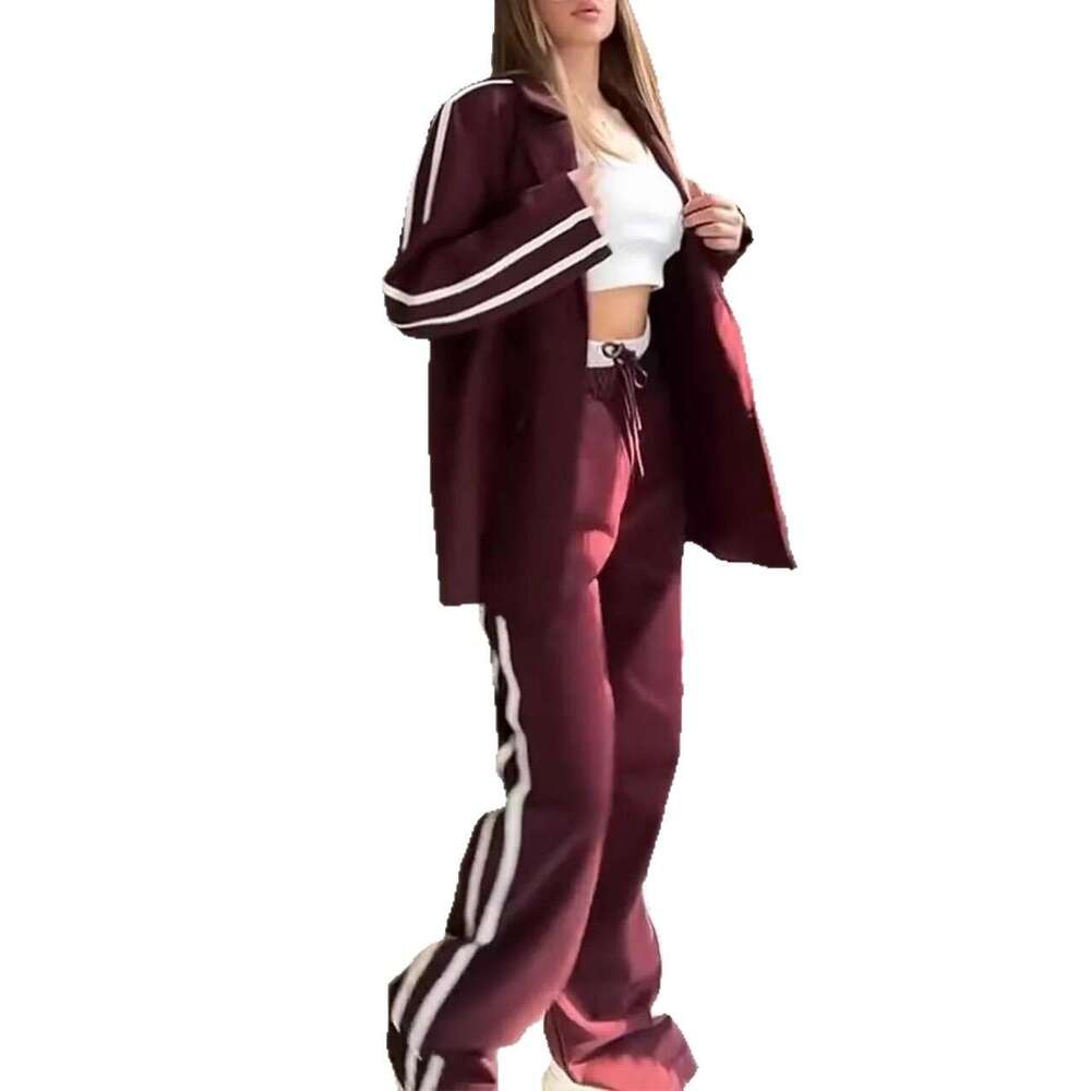 2025 Fashion Suit Striped Trousers Casual Jacket Two-Piece Set for Women