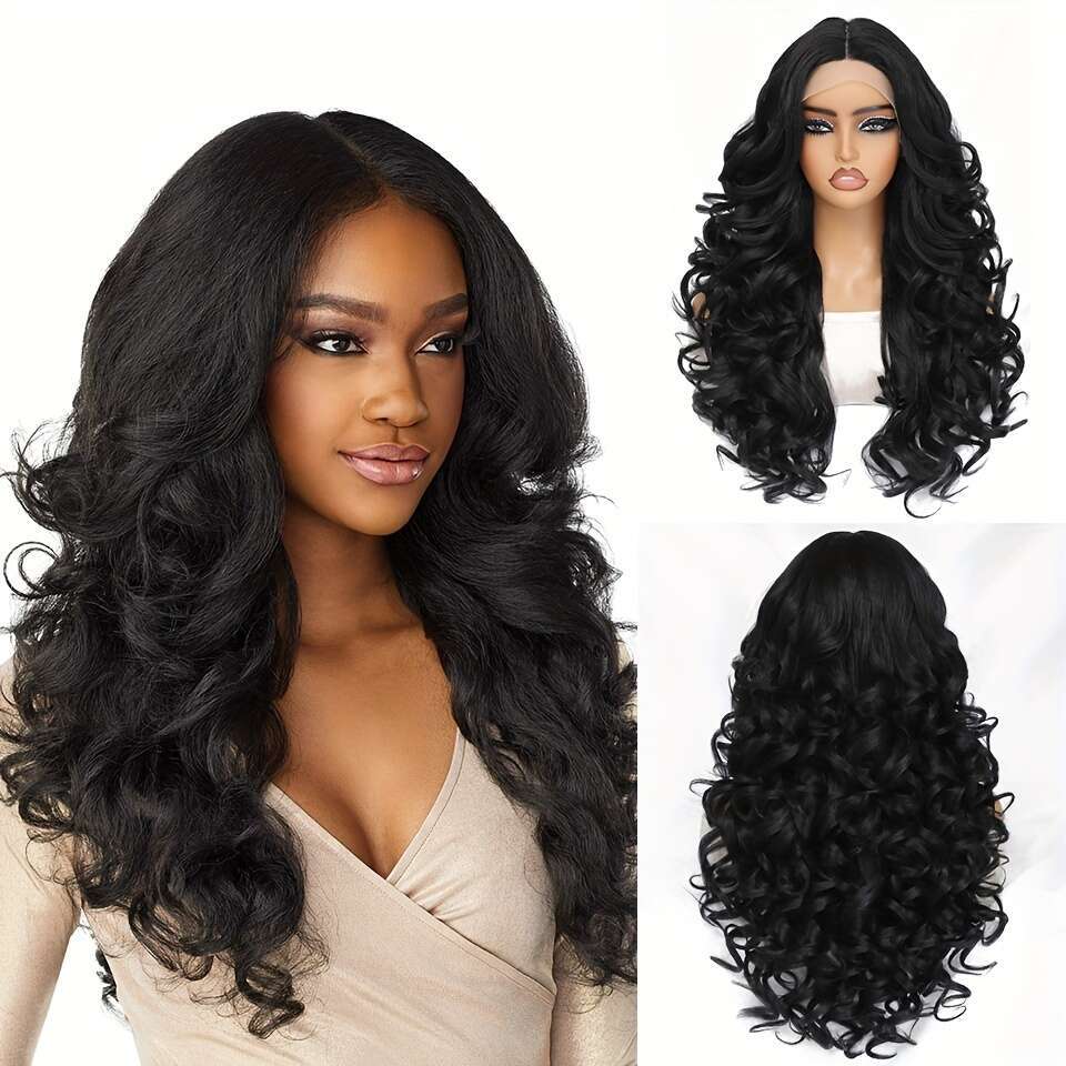 Chic Afro Curly Front Wig Women - Glueless, Heat Resistant Synthetic Hair In Black, Brown, Blonde Orange 13X4x1 T-Part Lace | Perfect For Daily Wear &