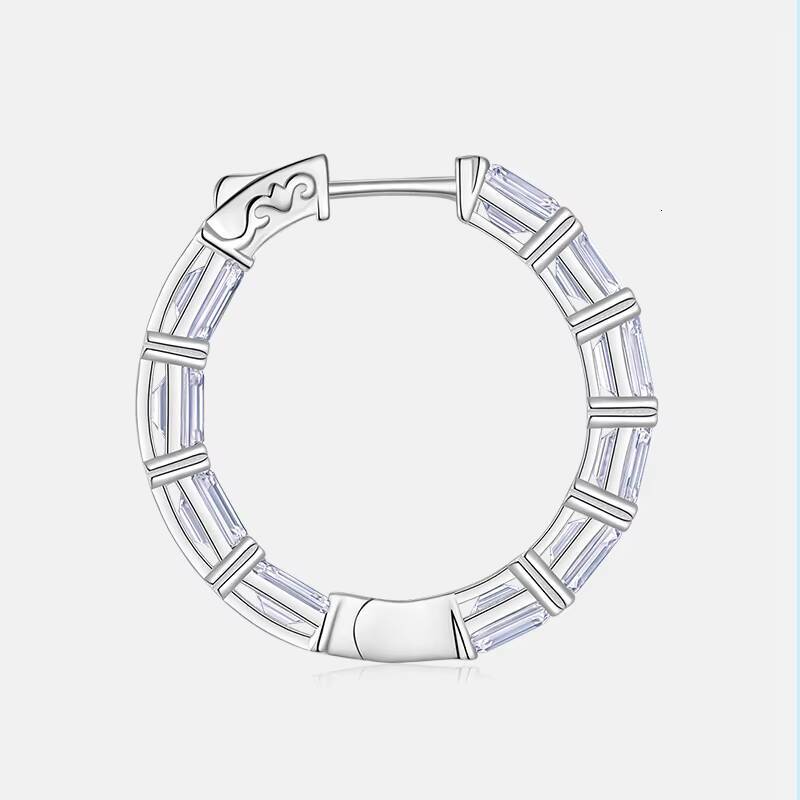 Emerald Cut VVS1 Moissanite Large Hoop Earrings 925 Sterling Earring with Moissanite Women Luxury Gemstone Earrings