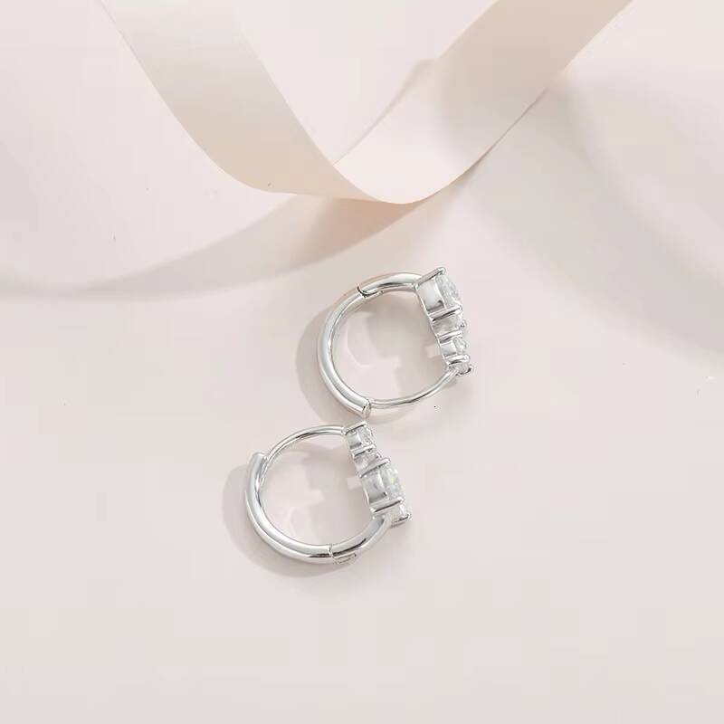 Fine Jewelry 925 Sterling Silver Moissanite Earrings Platina Plated 12CT2 Diamond Hoop Stud Earrings for Wedding Women