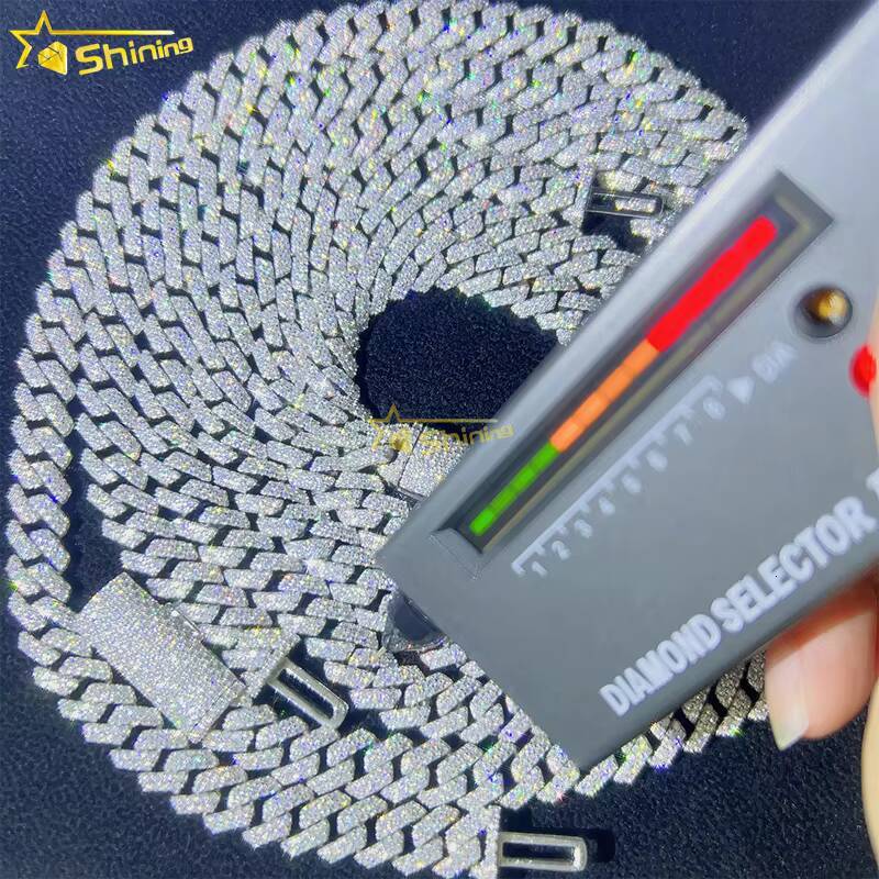 Cheapest Hot Sale Shining Chain Ice Out Cuban Necklace VVS Moissanite 925 Sterling Silver Miami Cuban Link Chain