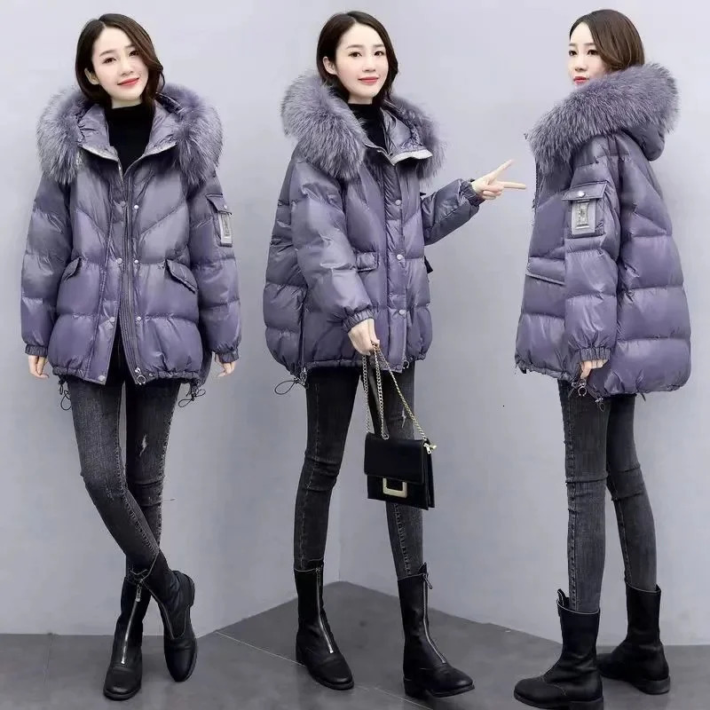 Womens Winter Parka Coat Hooded Korean Version Lady Down Cotton Jacket Warm Temperament Ladies Padded Outerwear 251027