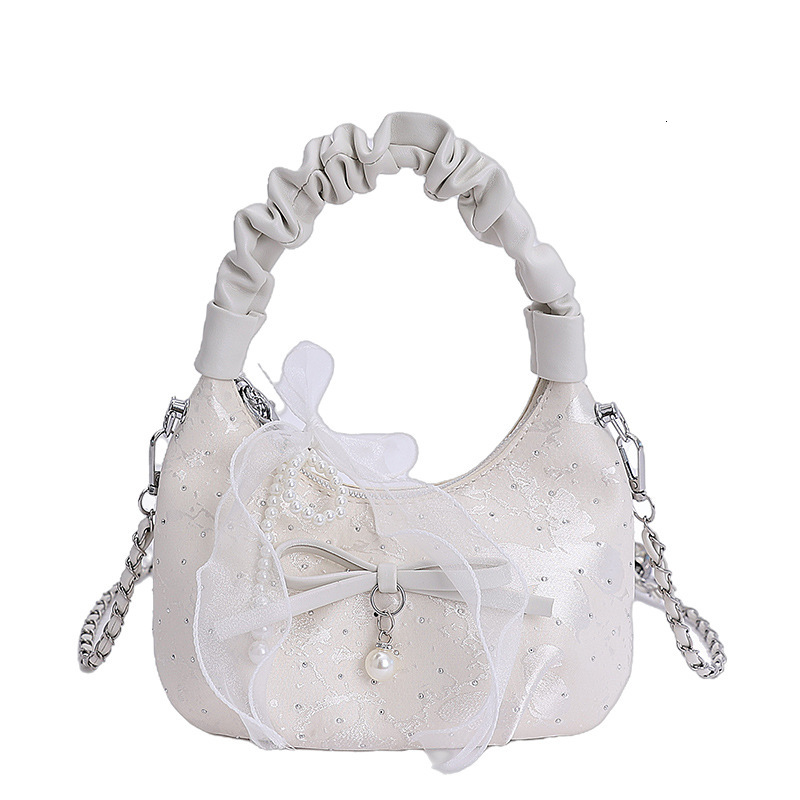 Free shipping designer bag Trendy Gentle Ruched Handbag for Women Spring Summer New Fashionable Versatile Chain Shoulder Crossbody Bag