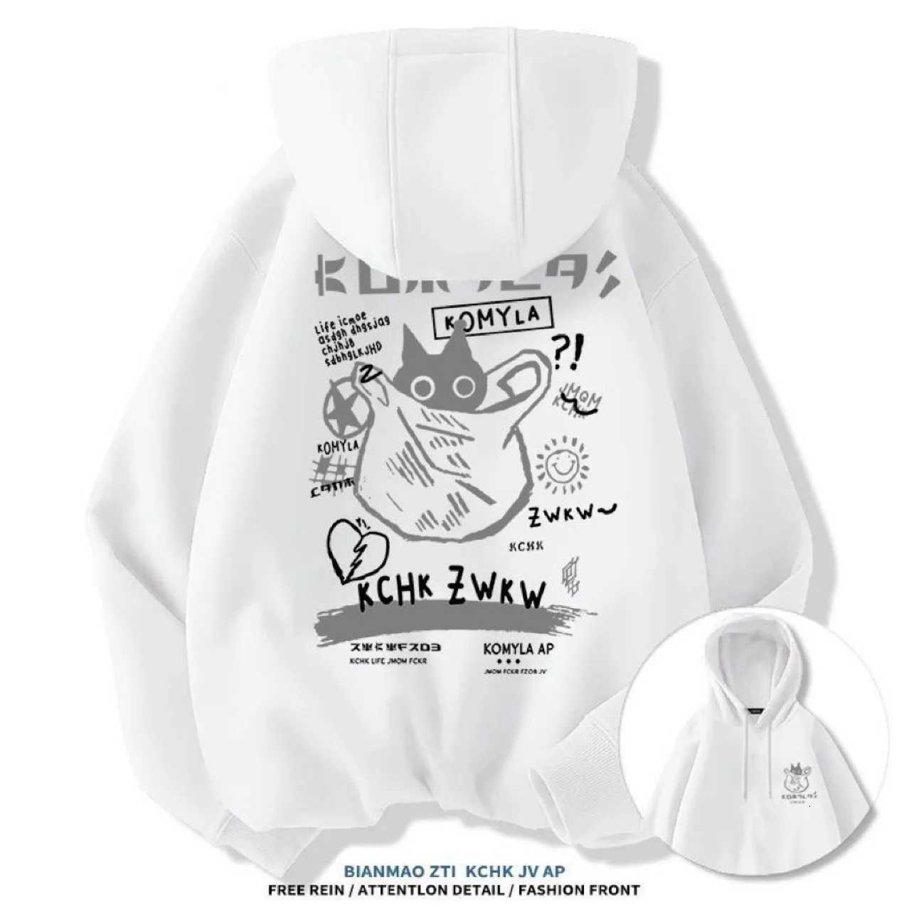 2025 crossborder ecommerce unisex printed hoodie with black cat and letter pattern hoodie casual and comfortable long sleeved W251027