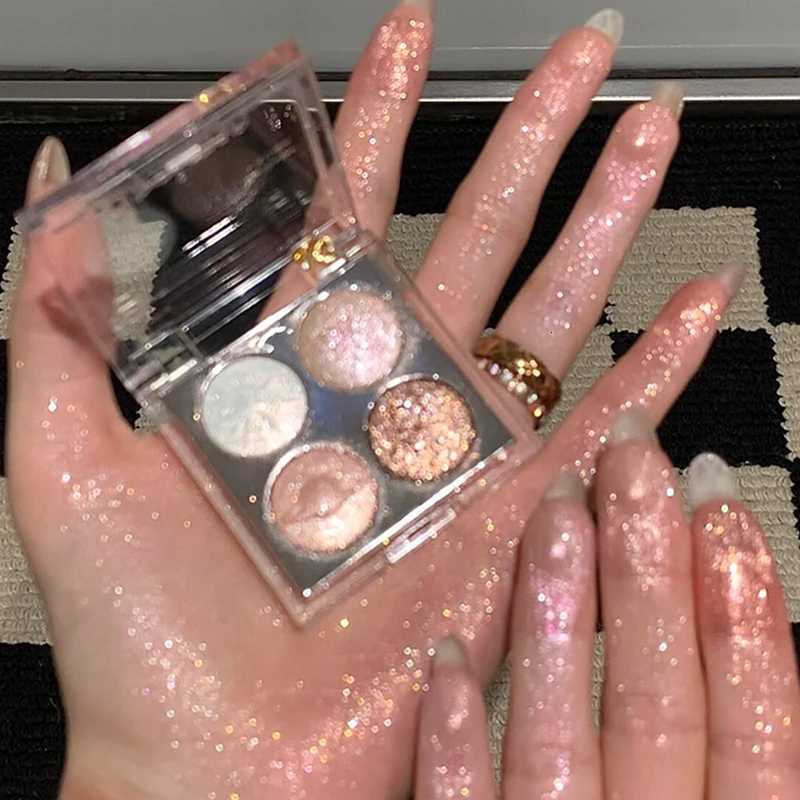 4Color Sparkling Diamond Glitter Eyeshadow Palette Pink Purple Pearlescent Shimmer Eye Shadow Powder Korean Cosmetic Eyes MakeupXJ251027