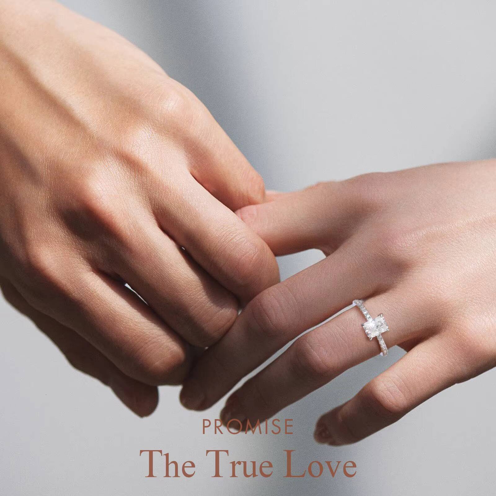 Solid S925 Fine Jewelry Engagement White 14K Gold Plated 1CT Moissanite Diamond Radiant Cut 925 Sterling Silver Rings for Women