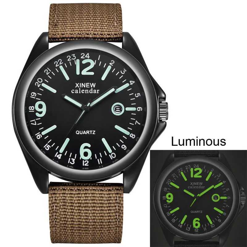 XINEW Men Watches Fashion Luminous Watches Nylon Strap Date Quartz Wristwatches Men Sports Watches horloge mannen reloj hombreT251027