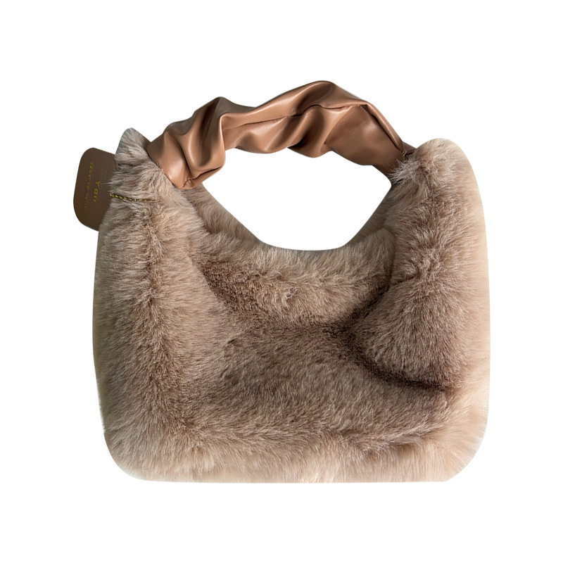 High-Quality Textured Plush Wrinkled Handbag Autumn Winter Simple Fashionable Stylish Crossbody Versatile Shoulder Bag