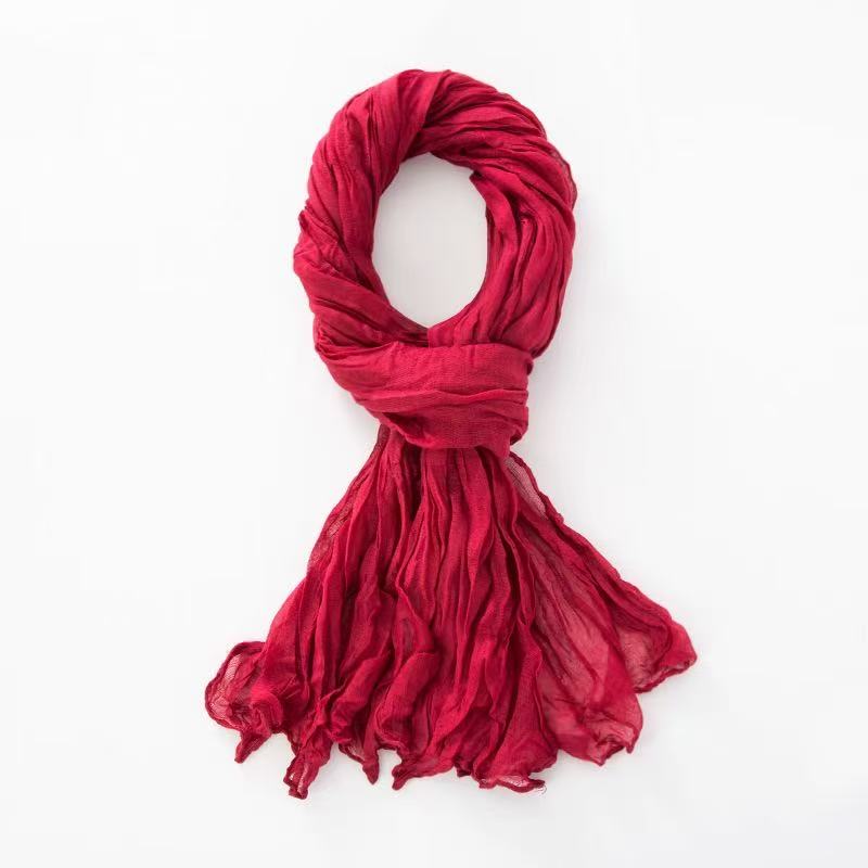 T2181 summer new solid color gradient cotton monochrome chiffon scarf