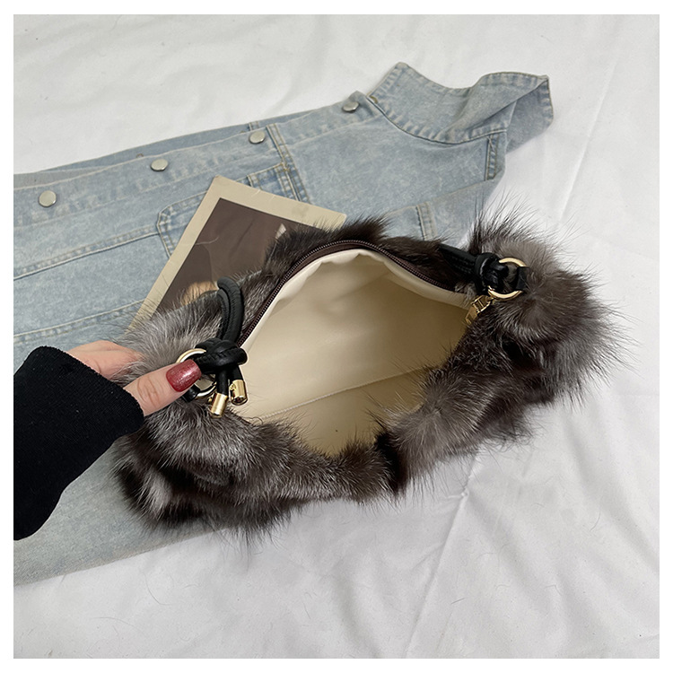 crossbody New fur bag designer women's single shoulder furry handbag