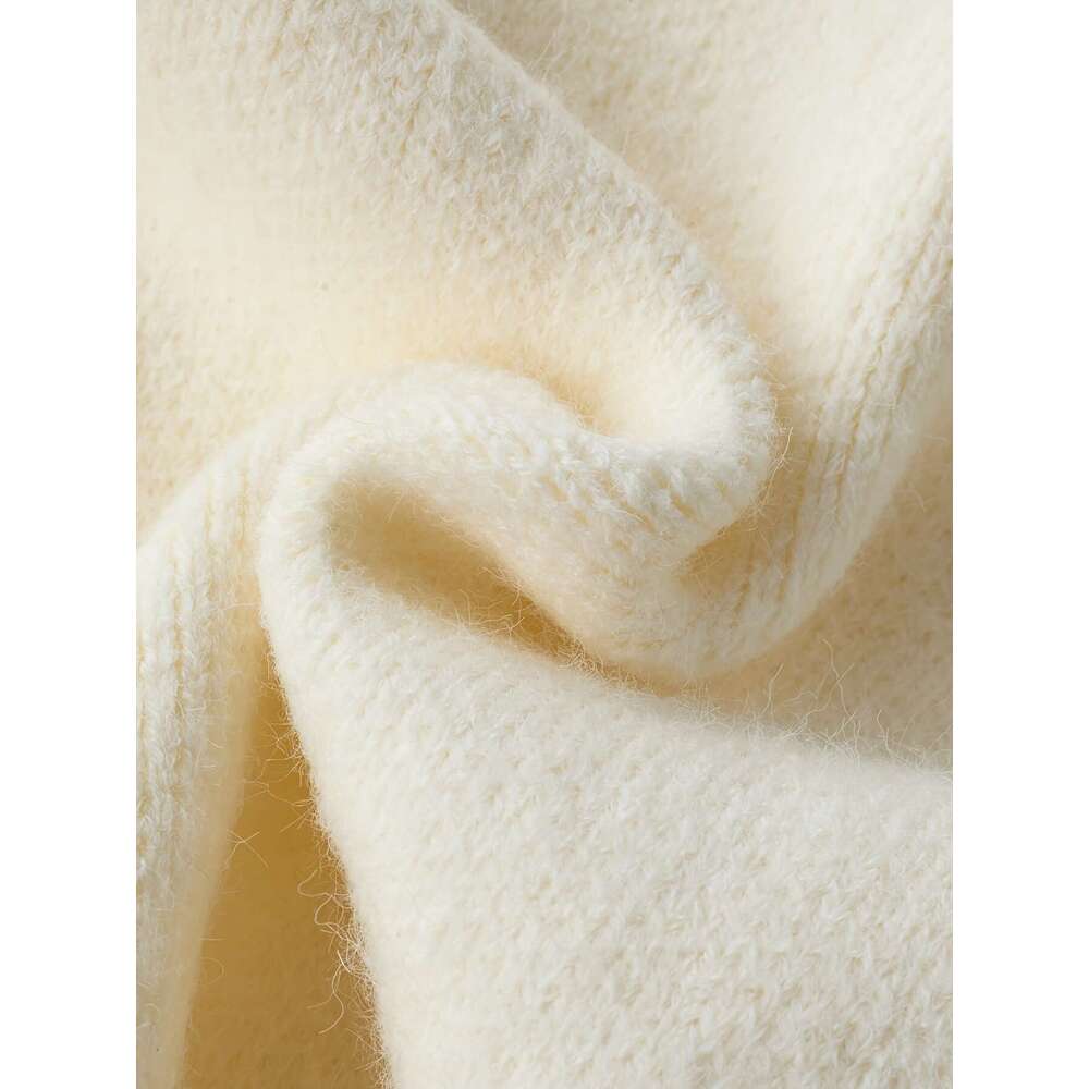 A White Sweater Women, Perfect For Spring Autumn, Featuring A Sophisticated Design And Unique Cardigan Style.