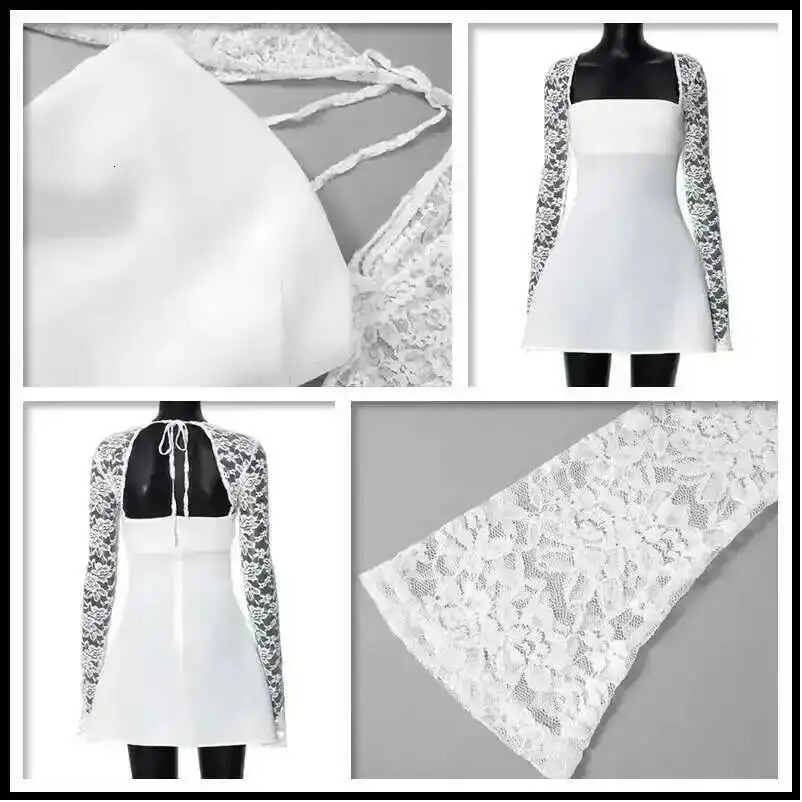 Townlike Lace Patchwork Waist Wrap Aline Dress Women Mini Autumn Winter Dress Backless Nightclub Sexy Party Dresses 251027