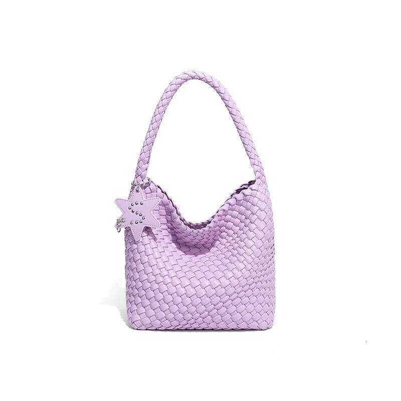 Trendy Hand-Woven for Women Stylish Tote with Detachable Pouch Lady Fashion Underarm Shoulder Bag PU Vegan Leather Handbag