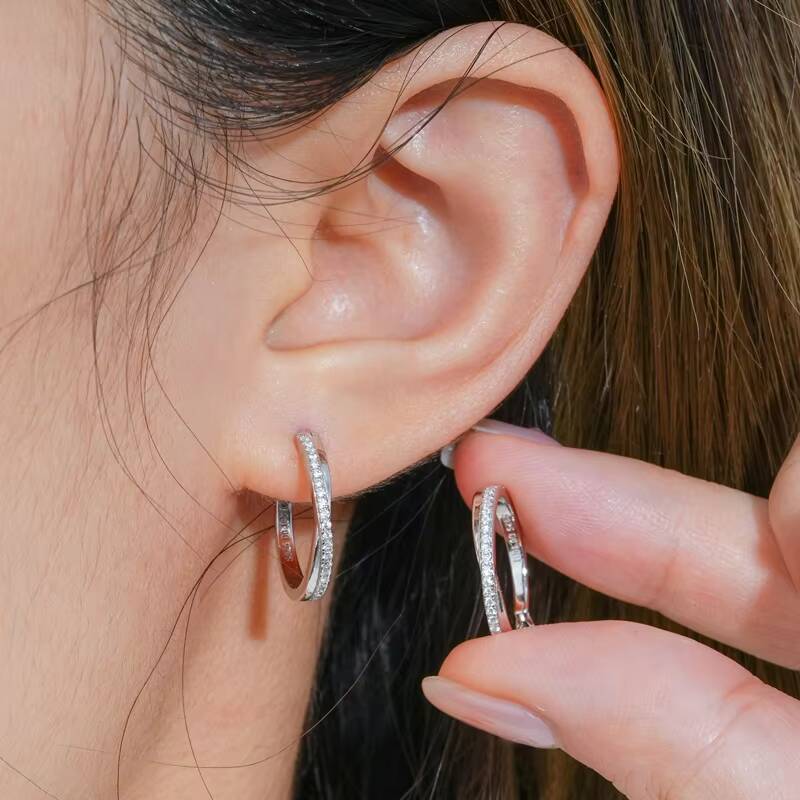 925 Silver 18K Gold Plated Clip Diamond Stud Earrings Wedding Jewelry Gift Classic Real Moissanite Hoop Earrings for Women