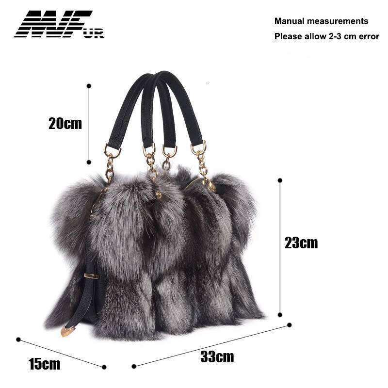 Designer Luxury MS Minshu Women Fashion Natural Sier Handbag Lady Shoulder Bag Real Fox Fur Hand Bags
