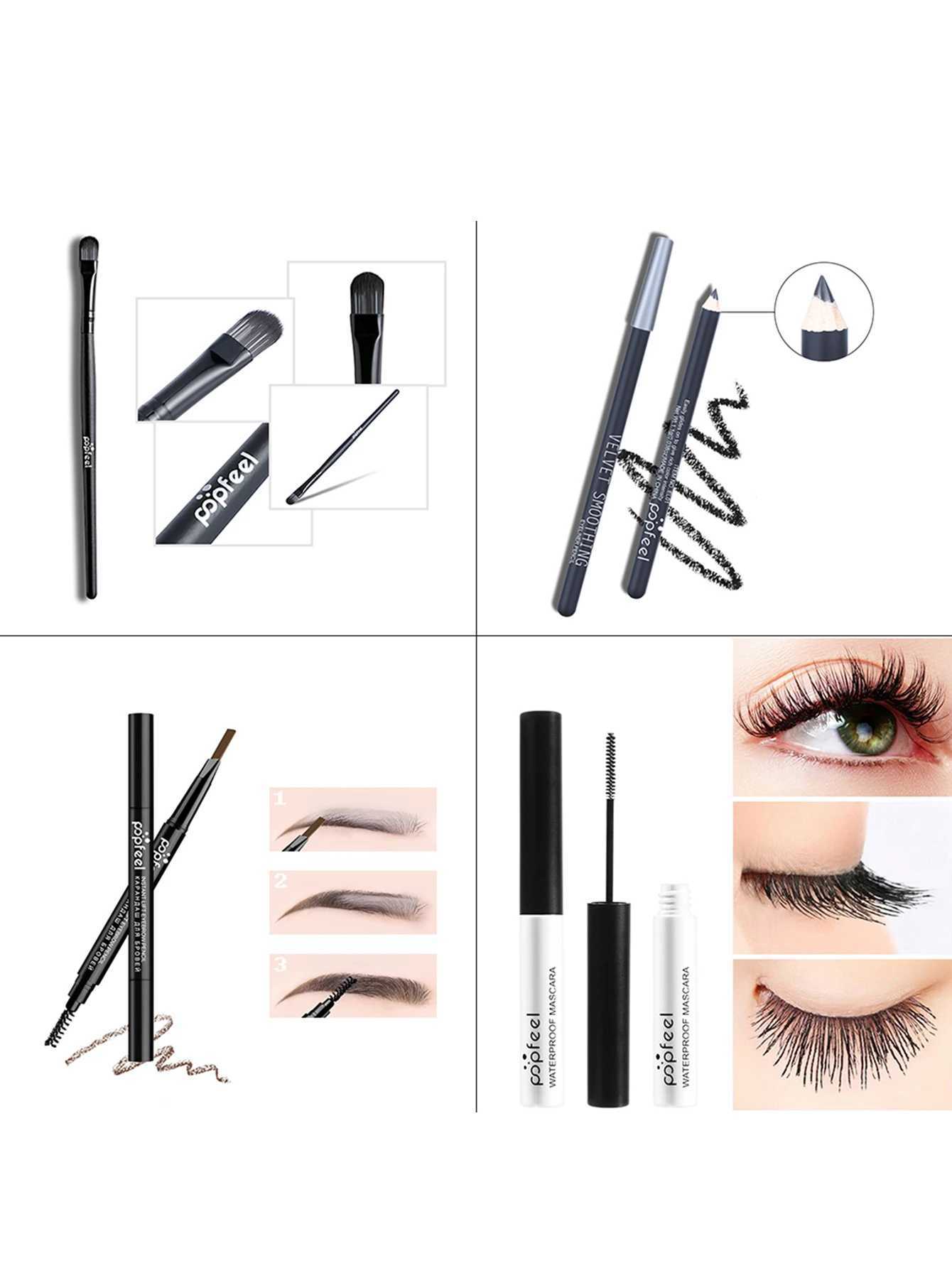 POPFEEL Essential Eye Makeup Set40 Color Eyeshadow Palette Mascara Eyebrow Pencil Eyelinerand Eyeshadow Brush for EverydayXJ251027