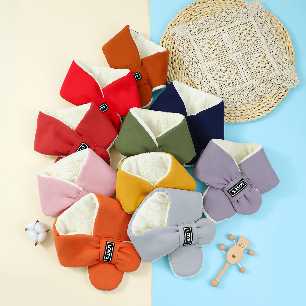 Alphabet Baby Scarf Winter Plush Cross Scarves For Kids Boys Girls Warm Neckerchief 251027