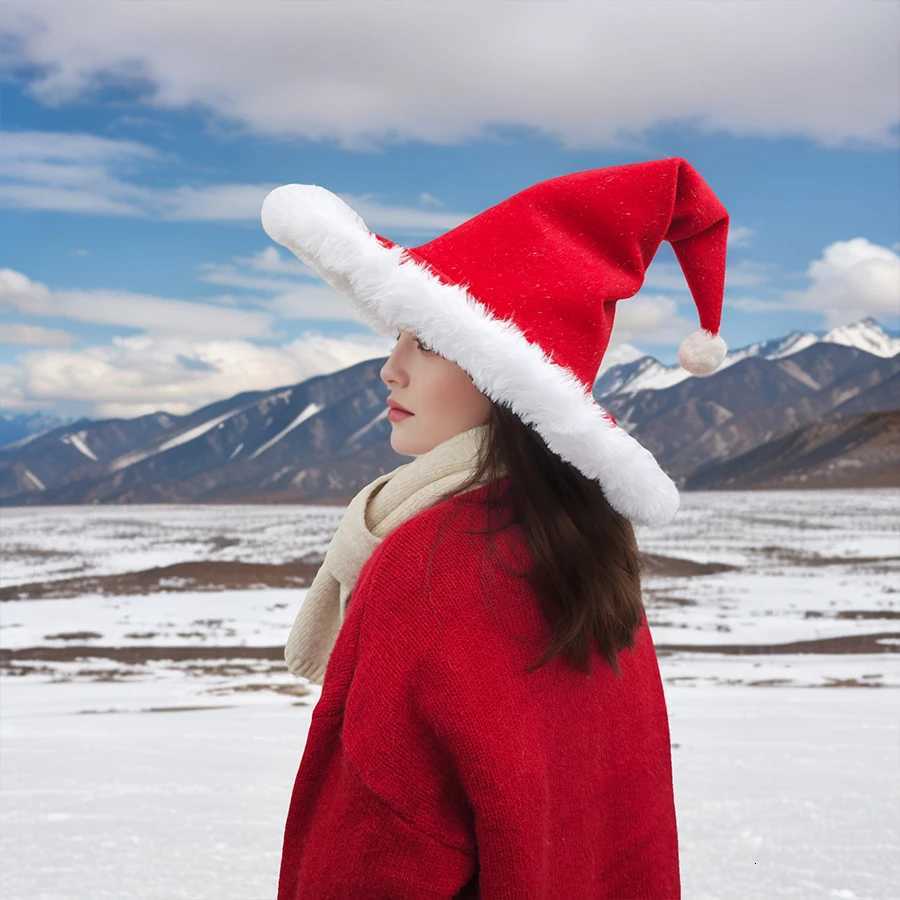 Christmas Hat Santa Hat Holiday for Adults Unisex Comfort Extra Thicken Fur Xmas Hat for New Year Festive PartyW251027