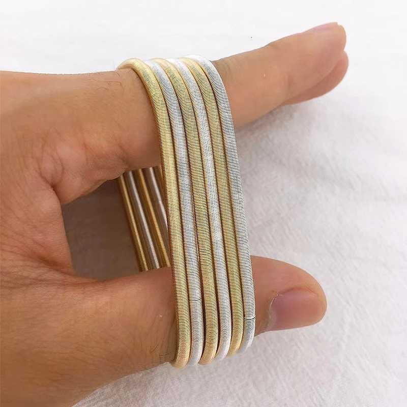 Friendship Spiral Tescopic Caon Elastic Bracet Set for Wen 2024 Fashion Gold Plated Spring Bracet Jewelry GiftsW251027