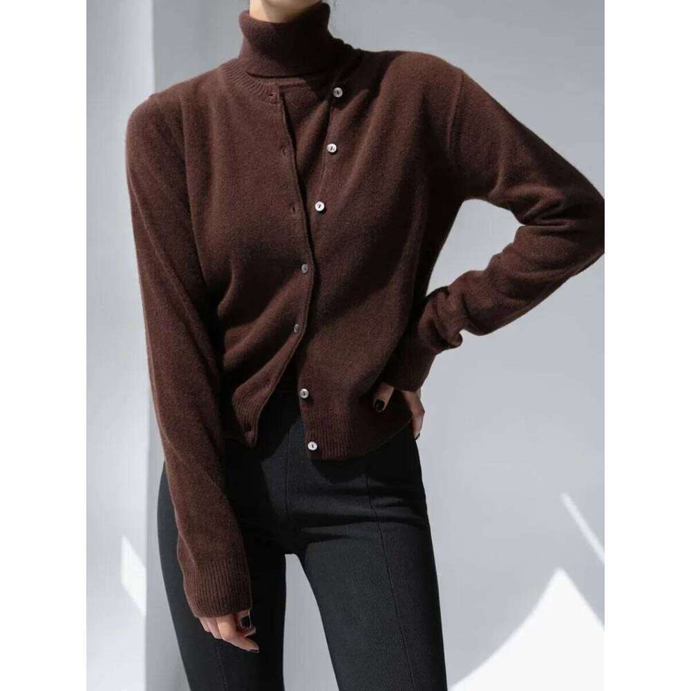 Blubelle Women's New Autumn Turtleneck Sleeveless Tank Top Soft Knit Button Up Cardigan Sweater Fashion Sets Designer Sweater Women Women Sweater