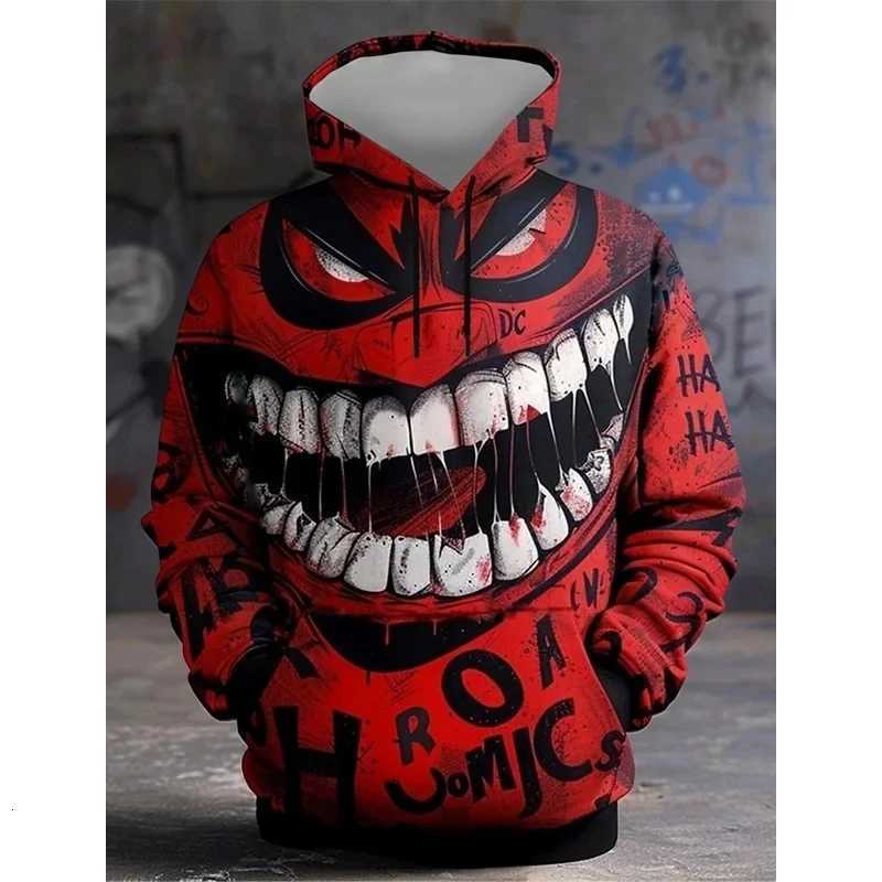 Mens expression Hoodies Sweatshirt Fashion Long Sleeve Crew Neck 3D Print Party Holiday Streetwear White Drawstring Fall Hoodie W251027