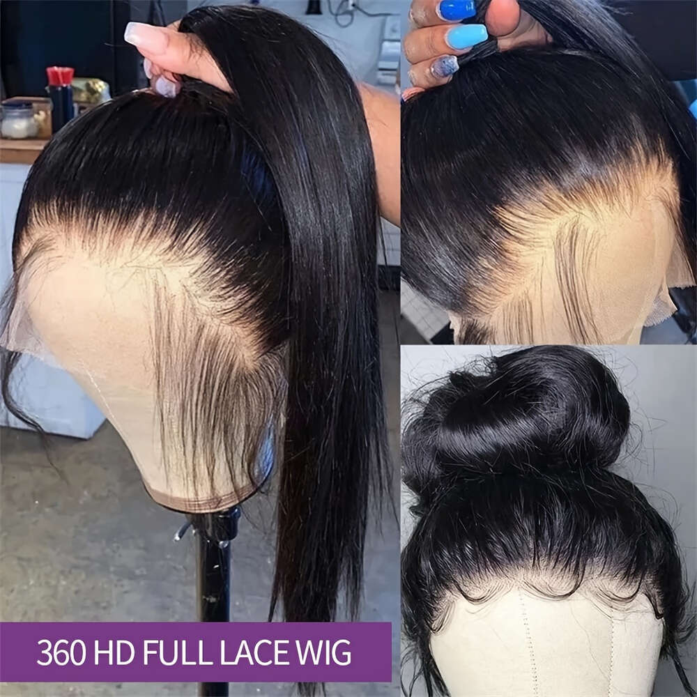 360 Full Lace Front Straight Pre Plucked With Baby 180% Density Human Hair Wigs For Woman Natural Color Can Make Ponytail And Bun
