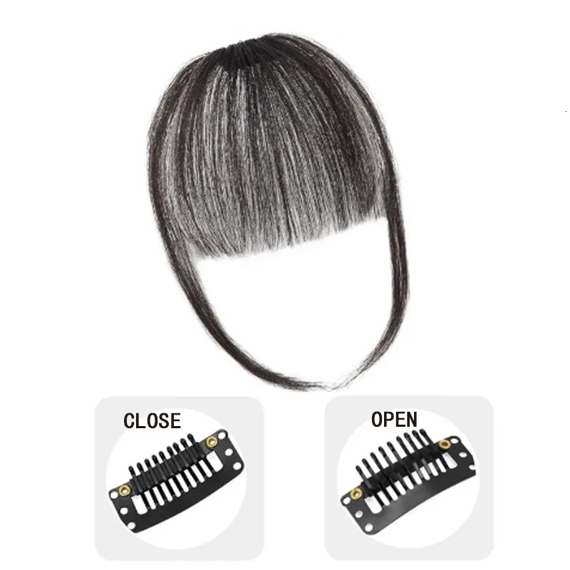 HSTAR Synthetic 3D Short Air Hair Bangs with Clip in Hair Extensions Realistic Fringe Hairpiece for Women Daily Wear 251014