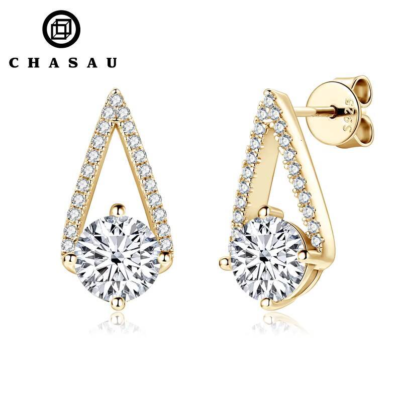 Lab Grown Diamond Earrings 925 Silver Moissanite Earrings VVS 925 Sterling Silver Round Cut 1ct Moissanite Earrings for Women