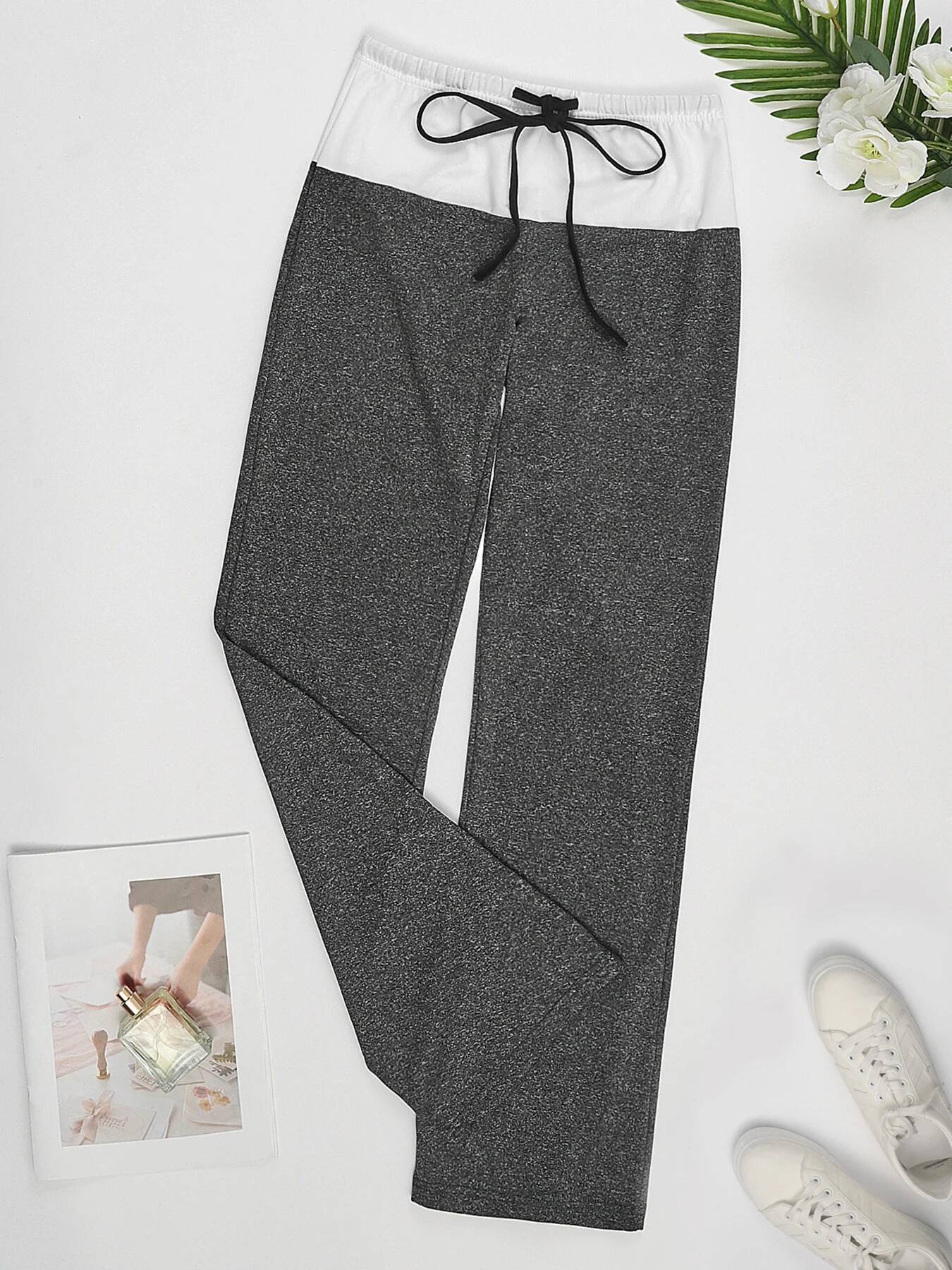 winter jacket women Women's Spliced Yoga Casual Pants, Wide Leg Elastic Pants