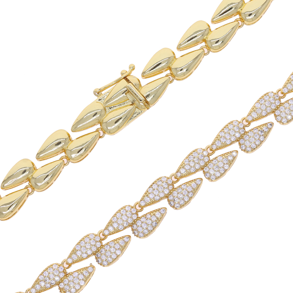 2025 New Arrivals Fashion Geometric Water Drop Shaped Necklace Paved Bling Cubic Zirconia Women Girl Party Wedding Jewelry